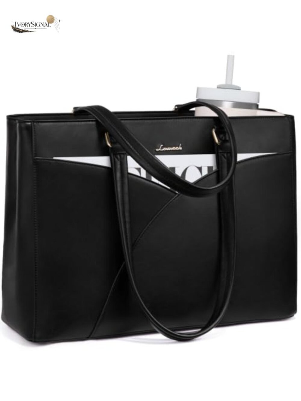 PU Leather Laptop Tote Bag 15.6 Inch Water Resistant Work Bag